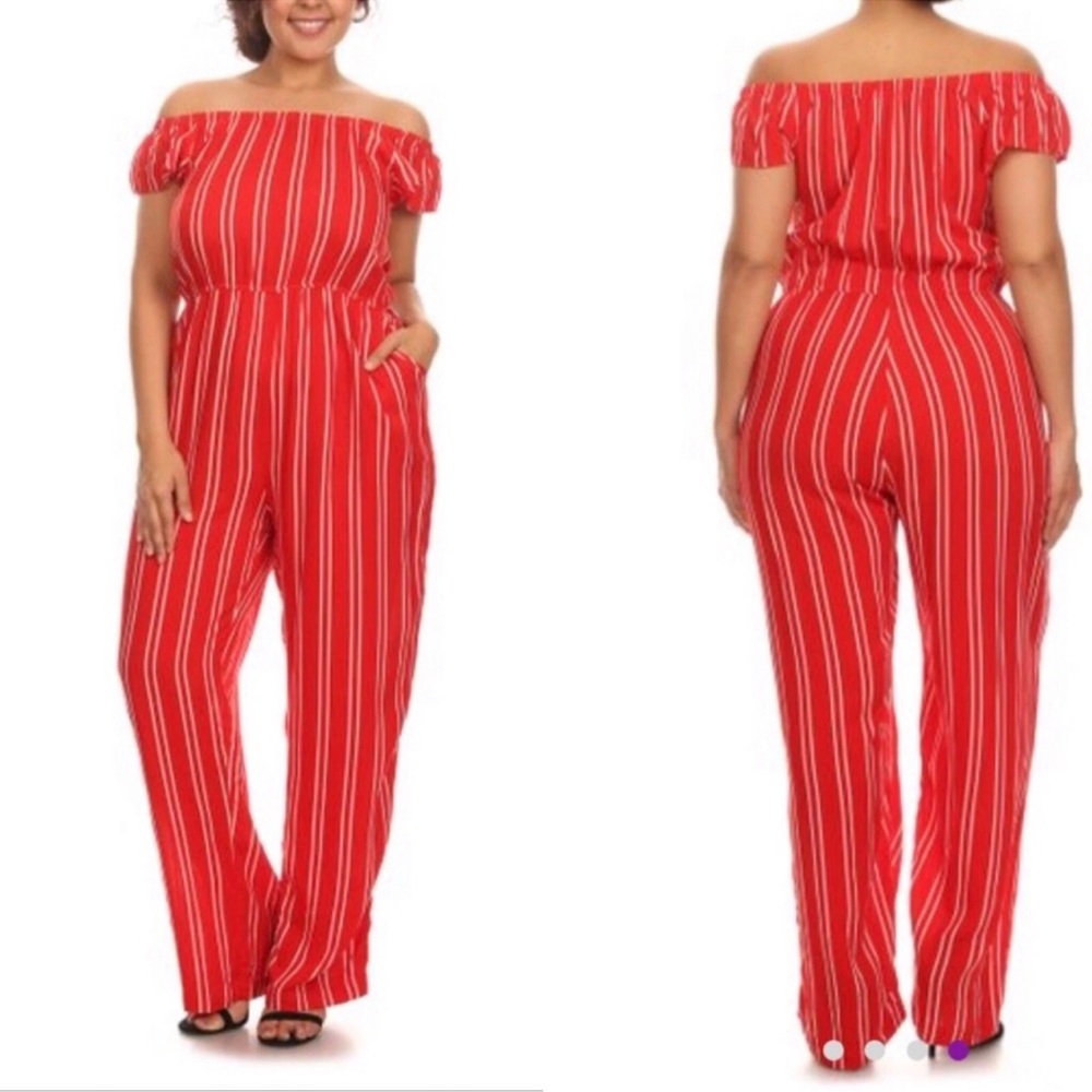 C.O.C. Red striped jumpsuit 1XL
